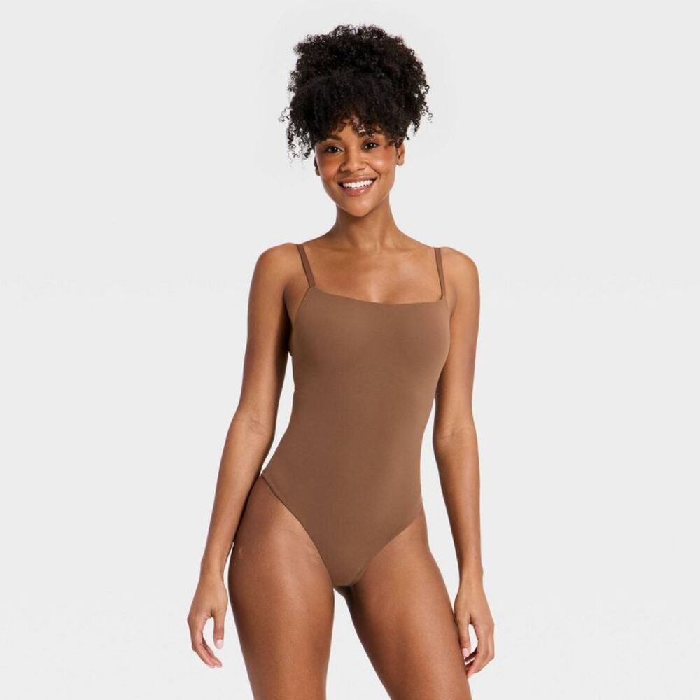 Women's Luxe Stretch Lightly Lined Cami Bodysuit - Auden Golden Brown XL